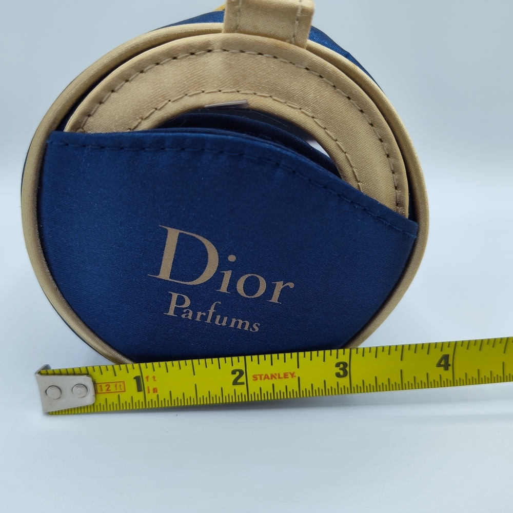 Vintage Y2K DIOR Parfums Blue Gold Trousse de Toilette Cosmetic Bag Mirror NWOT - Picture 8 of 10